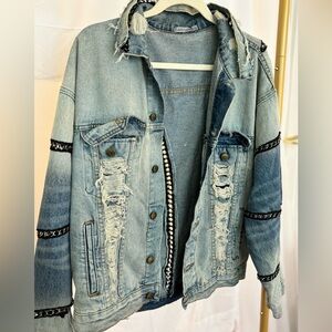 Carmar XS Distressed Denim Jacket, Oversized
